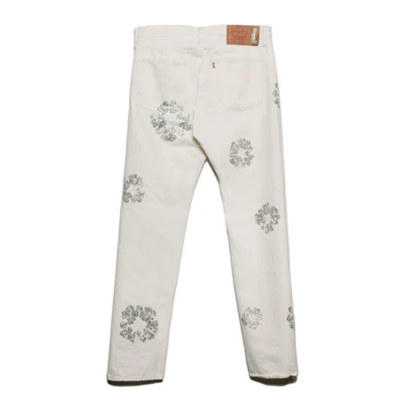 Denim Tears Bust Down Tears 501 Jeans (WHITE)