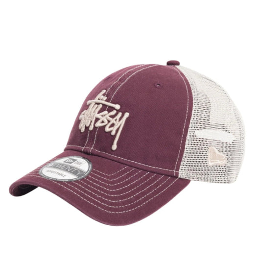Stussy X New Era 9twenty Washed Basic Trucker (MAROON)
