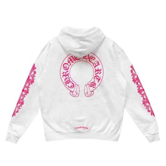 Chrome Hearts Horseshoe Floral Hoodie (WHITE/PINK)