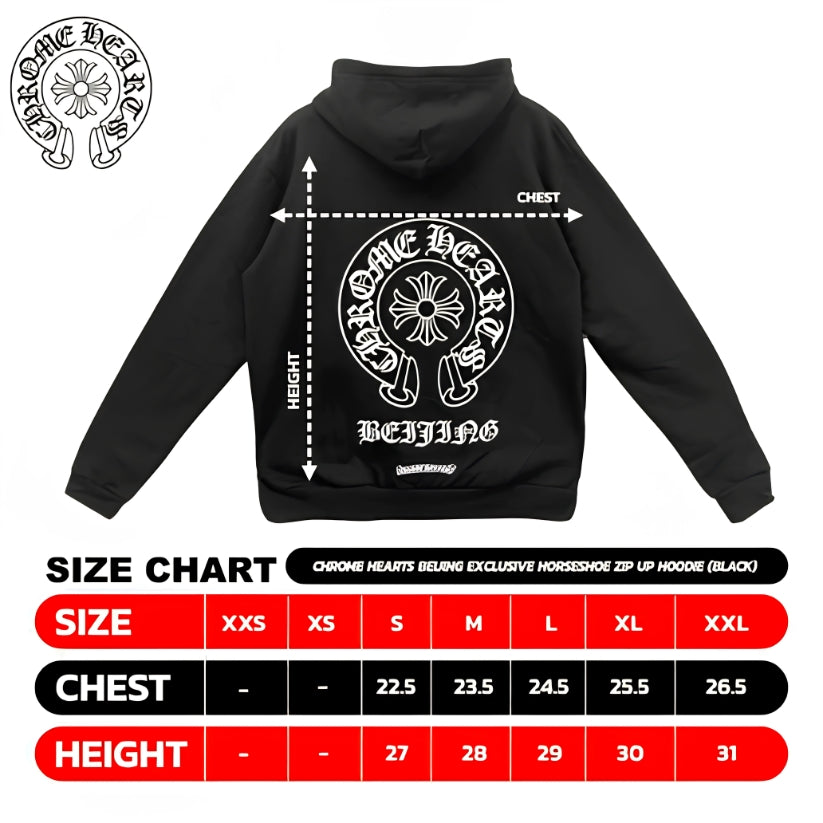 Chrome Hearts Beijing Exclusive Horseshoe Zip Up Hoodie (BLACK)