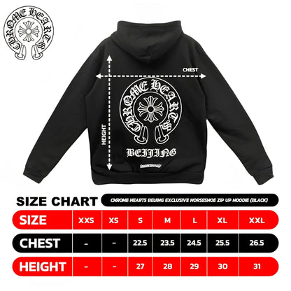 Chrome Hearts Beijing Exclusive Horseshoe Zip Up Hoodie (BLACK)