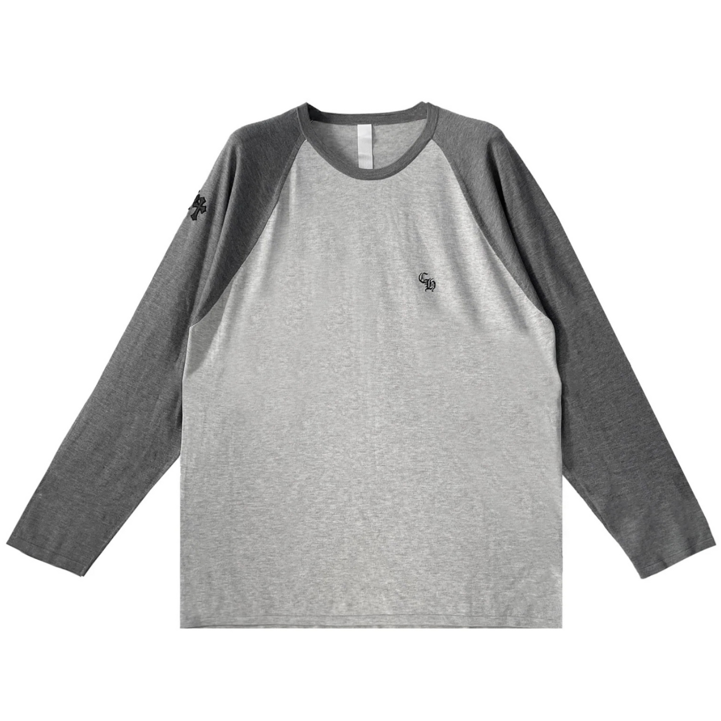 Chrome Hearts Cross Patch Embroidered Silk Baseball L/S T-Shirt (GREY)