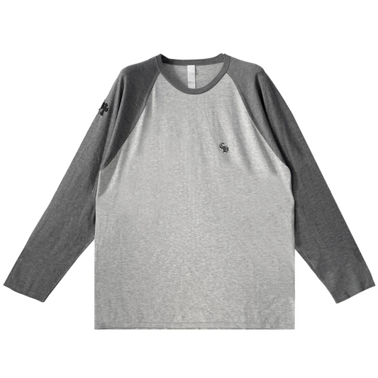 Chrome Hearts Cross Patch Embroidered Silk Baseball L/S T-Shirt (GREY)