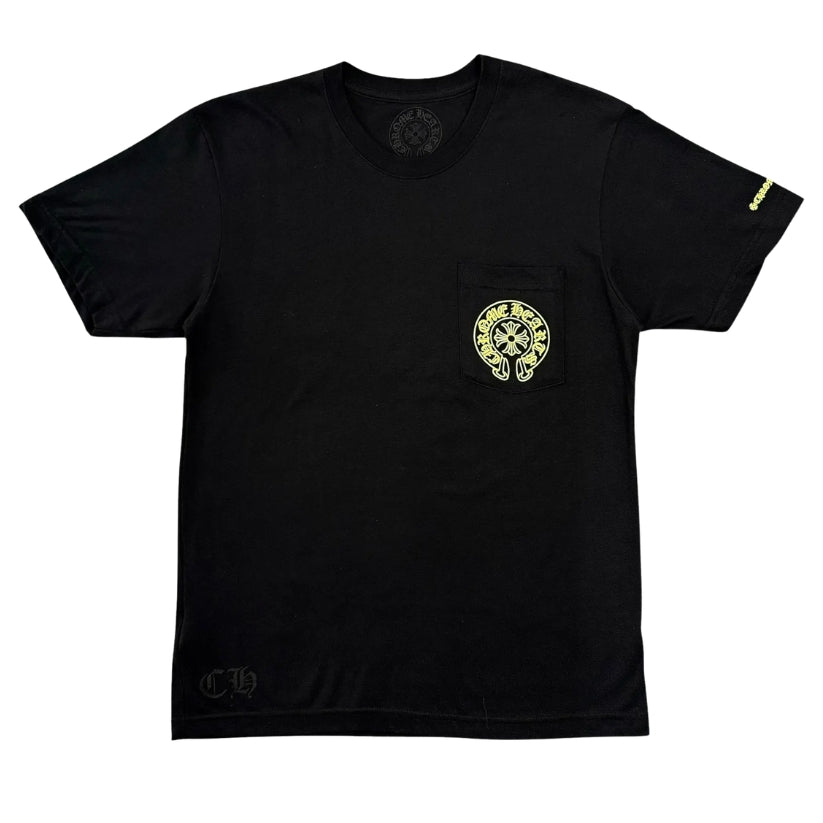 Chrome Hearts HorseShoe Logo Pocket T-Shirt (BLACK/LIME GREEN)