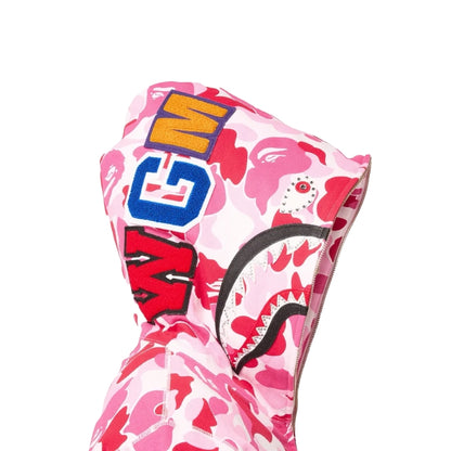 BAPE ABC Camo Crystal Stone Shark Full Zip Hoodie (PINK) LADIES