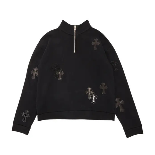 Chrome Hearts Multicross Patch Quarter Zip Sweatshirt (BLACK)