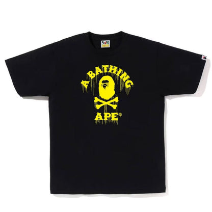 BAPE Drip Ape Crossbone College Tee (BLACK/YELLOW)