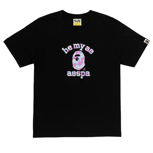 BAPE x aespa College Relaxed Fit Tee (BLACK)