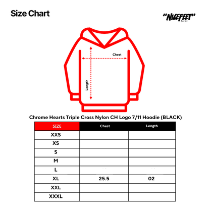 Chrome Hearts Triple Cross Nylon CH Logo 7/11 Hoodie (BLACK)