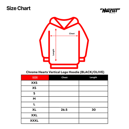 Chrome Hearts Vertical Logo Hoodie (BLACK/OLIVE)