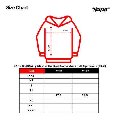 BAPE X 88Rising Glow In The Dark Camo Shark  Full Zip Hoodie (RED)