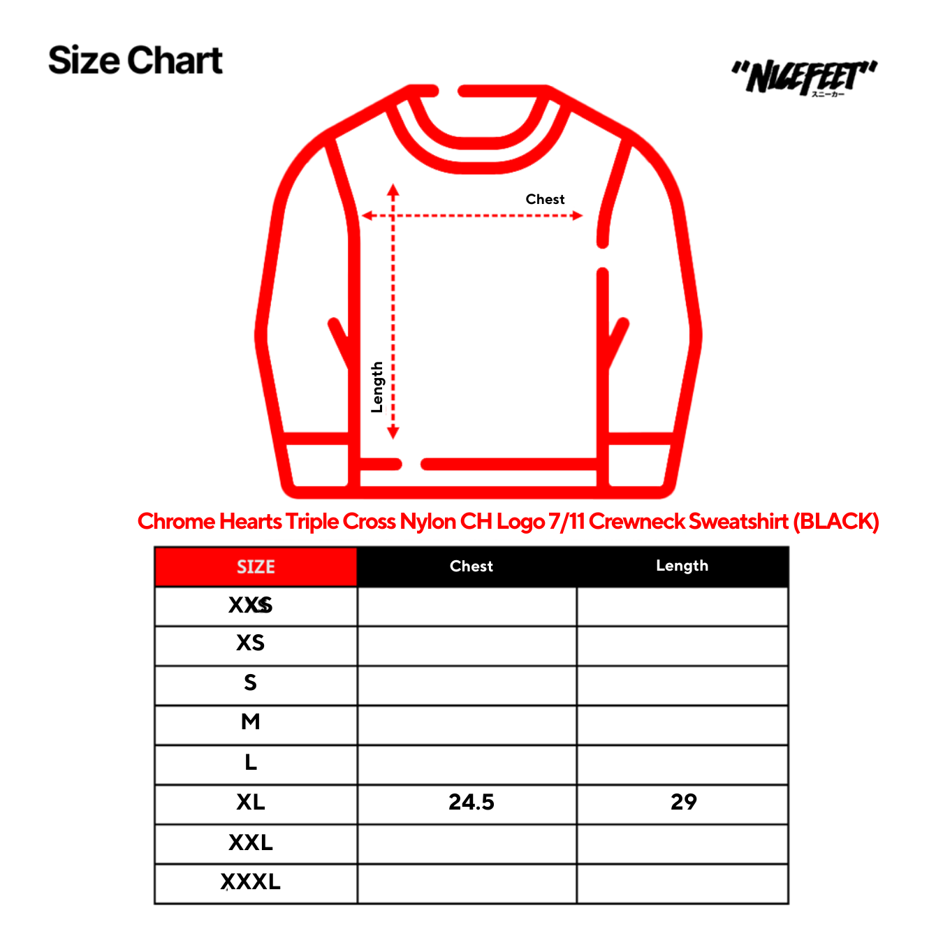 Chrome Hearts Triple Cross Nylon CH Logo 7/11 Crewneck Sweatshirt (BLACK)