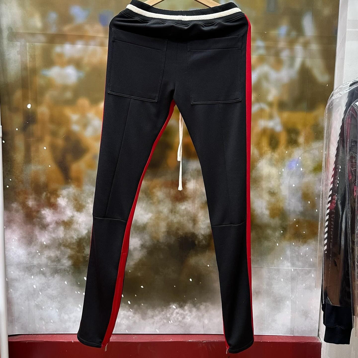 Fear Of God Drawstring Stripe Track Pants (BLACK RED)
