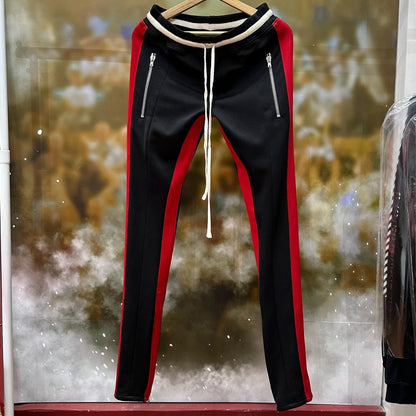 Fear Of God Drawstring Stripe Track Pants (BLACK RED)