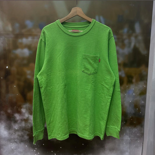 Supreme FW/18 L/S Pocket Tee (LIME GREEN)