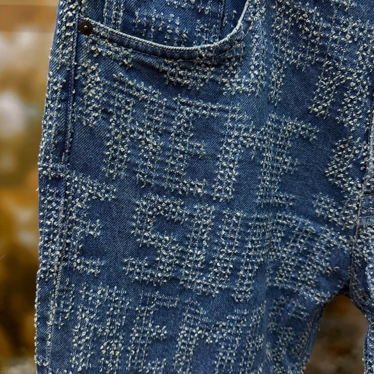 Supreme Needle Punch Regular Jean (WASHED BLUE)