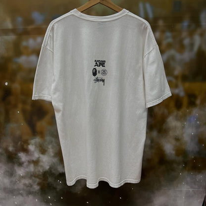 STUSSY X BAPE camo skull head t-shirt (WHITE)