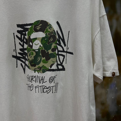 STUSSY X BAPE camo skull head t-shirt (WHITE)