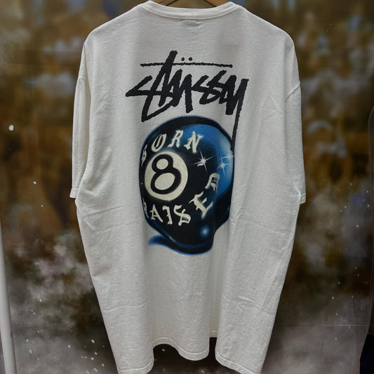 Stussy X Born & Raised 8-Ball Tee (WHITE)