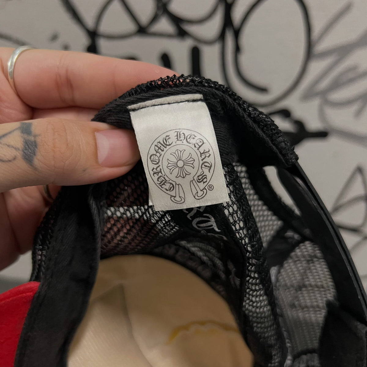 Chrome Hearts FUCK Hollywood Trucker Hat (RED/BLACK/WHITE