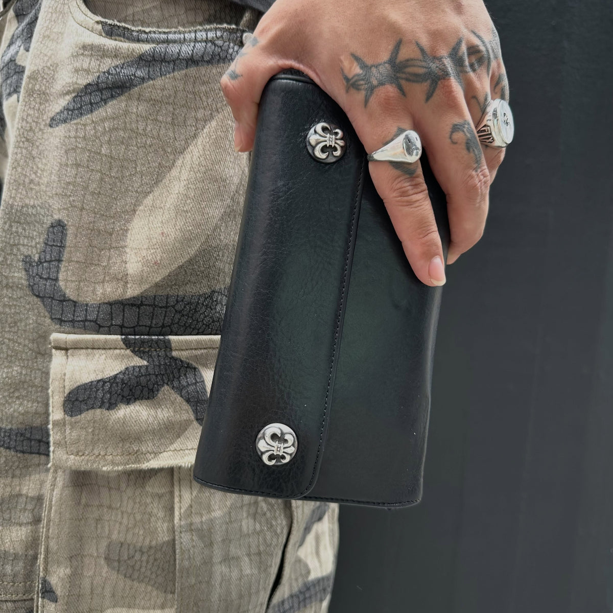 Chrome Hearts Fleur Button Trifold Large Wallet