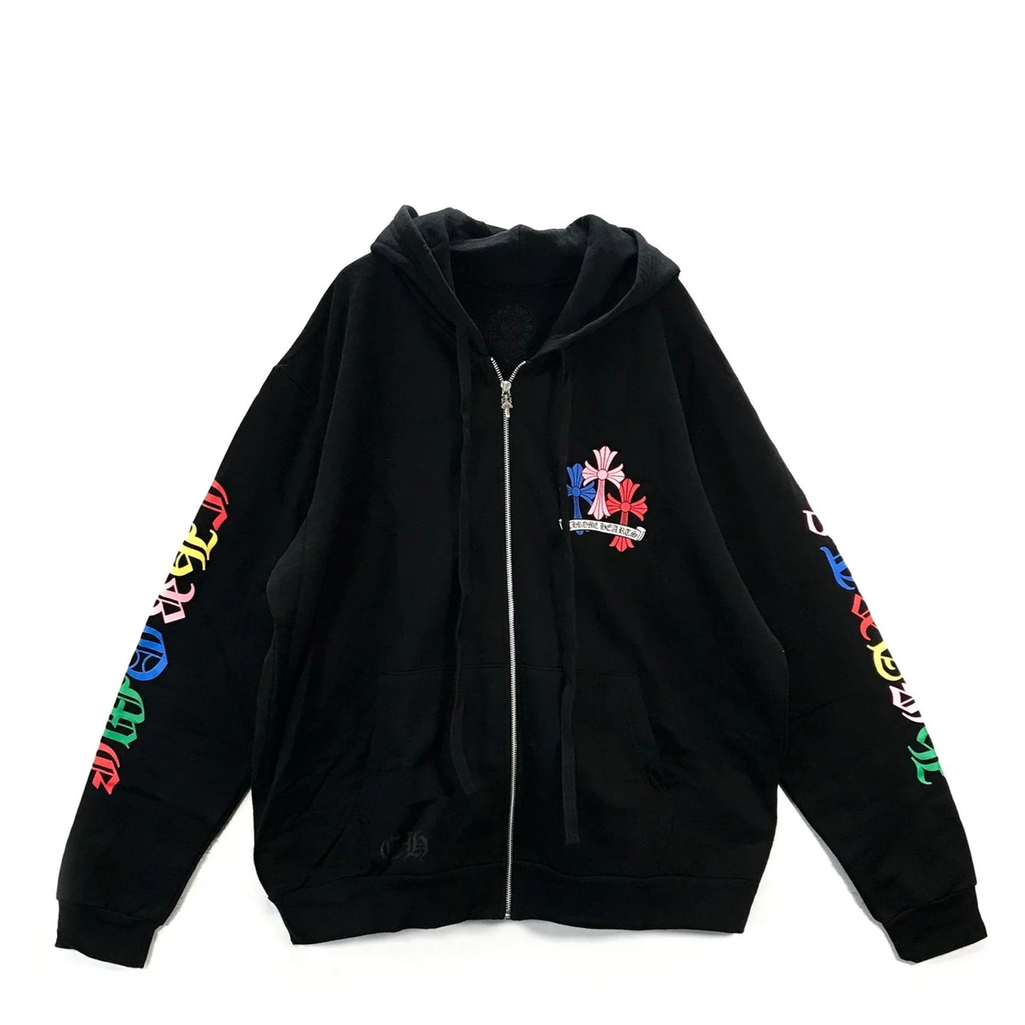 Chrome Hearts Multi color Cross Cemetery Logo Zip up Hoodie (BLACK)
