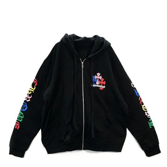 Chrome Hearts Multi color Cross Cemetery Logo Zip up Hoodie (BLACK)