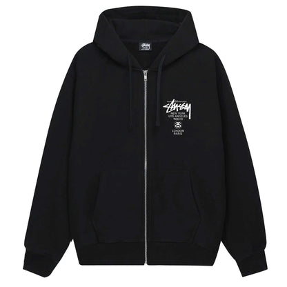 Stussy Zip Hoodie World Tour 2024 (สีดำ)