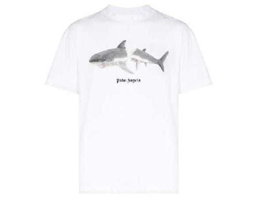 Palm Angels Shark Print Logo T-shirt (WHITE)