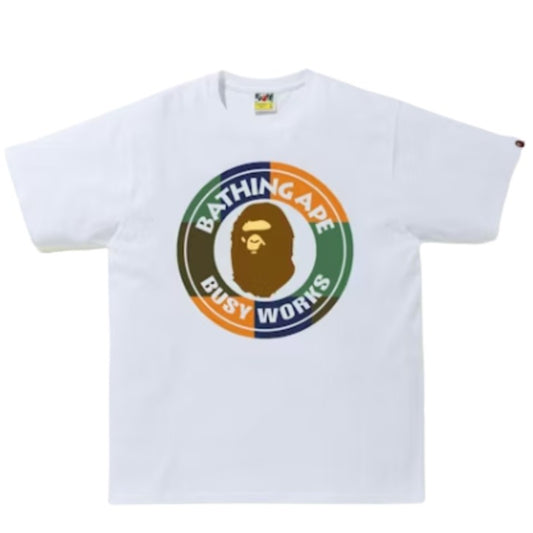 เสื้อยืด BAPE Color Block Busy Works (สีขาว/ส้ม)