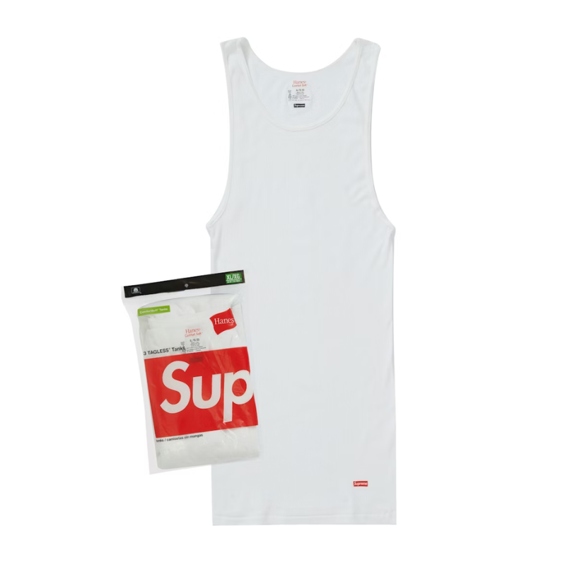 Supreme Hanes Tagless Tank Tops 3 Pack (WHITE)