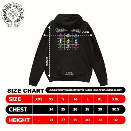 Chrome Hearts Multi Foti Teeter Harris Logo Zip Up Hoodie (BLACK)
