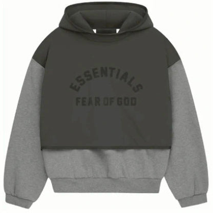 FOG – ESSENTIALS Nylon Fleece Hoodie Sweater (DARK HEATHER OATMEAL/INK)