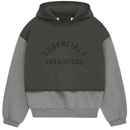 FOG – ESSENTIALS Nylon Fleece Hoodie Sweater (DARK HEATHER OATMEAL/INK)