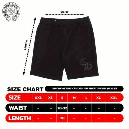 Chrome Hearts CH Logo 7/11 Sweat Shorts (BLACK)