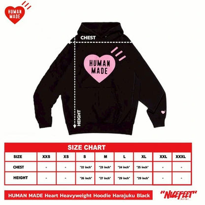 Human Made Heart Heavyweight Hoodie Harajuku (PINK/BLACK)