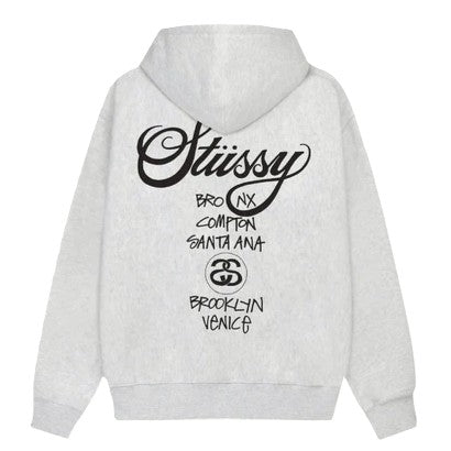 Stussy Zip Hoodie World Tour 2024 (ASH HEATHER)