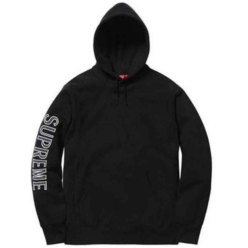 Supreme Sleeve Embroidery Hooded Sweatshirt (BLACK)