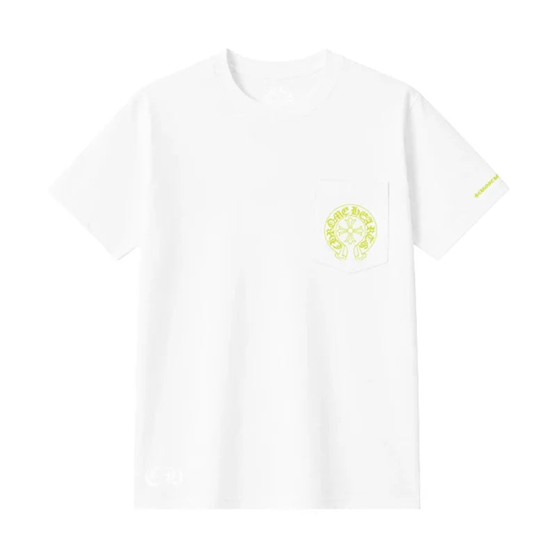 Chrome Hearts HorseShoe Logo Pocket T-Shirt (WHITE/LIME GREEN)